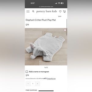 Pottery Barn Elephant Plush Playmat